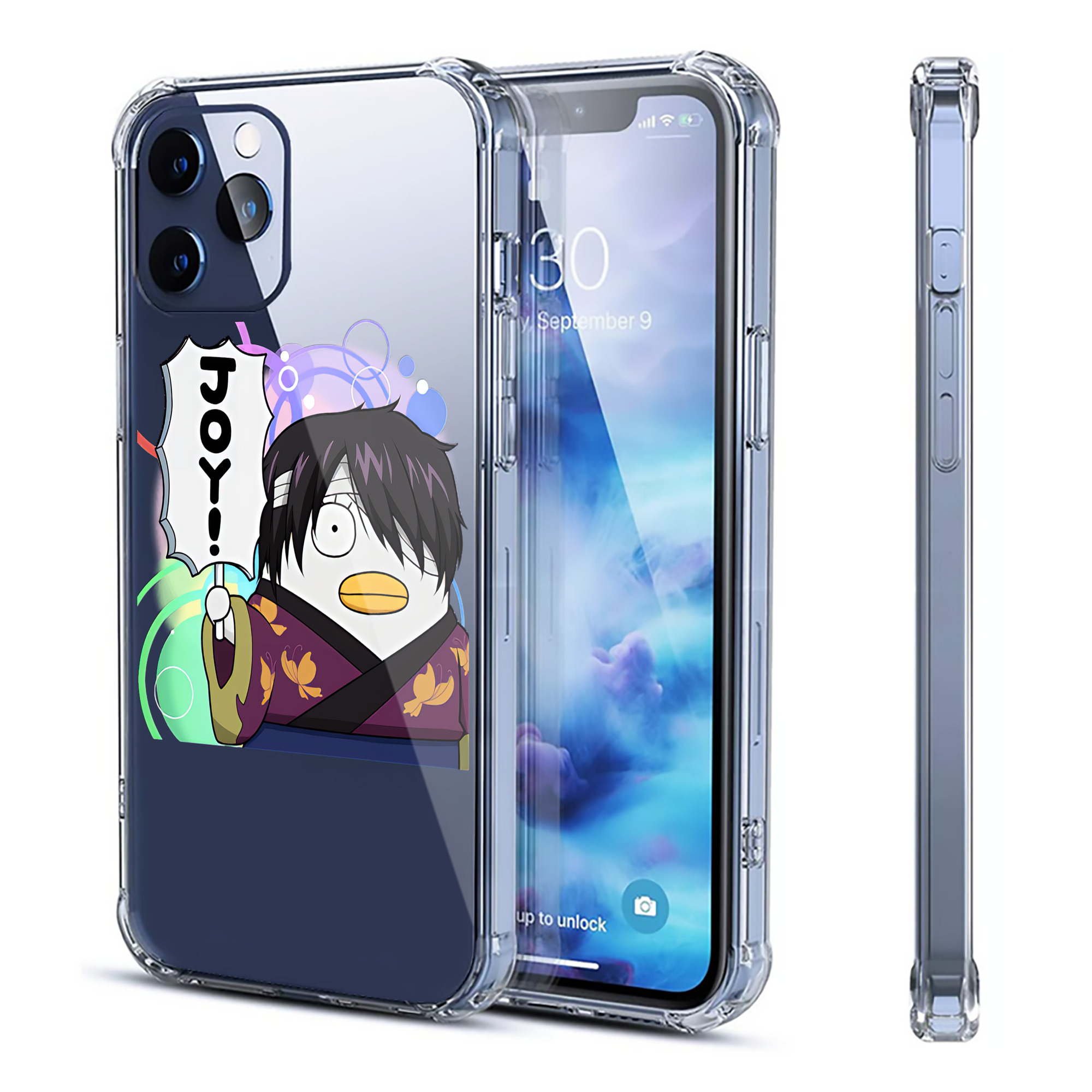 （画像用） ぎんたま 坂田銀時（さかたぎんとき） 神楽 志村新八（しむら しんぱち） GINTAMA Sakata Gintoki Kagura Shimura Shinpachi 【iPhone 12シリーズ対応】透明スマホケース（クリアソフトケース）